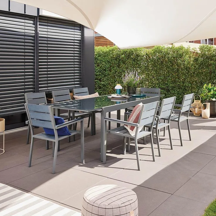HOME DELUXE Garten-Sitzgruppe ausziehbar SOL MADERA - 180/240 x 90 cm 4 Stühle
