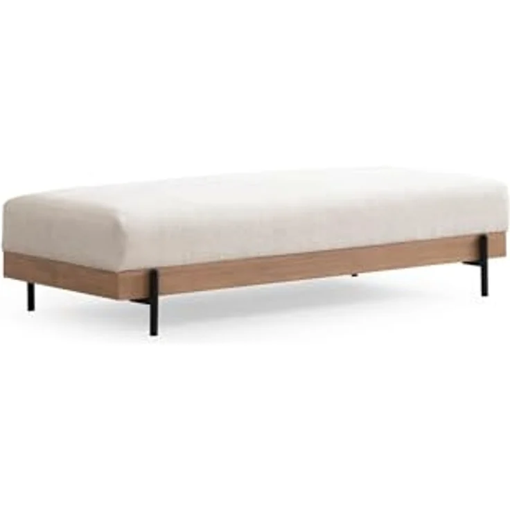 Atelier Del Sofa Stylish Pouffe with Beech Wood Frame, 158 x 68 x 38 cm, Soft Grey Foam & Portable Back Cushion, Metal Legs, Dry-Cleanable Fabric, Modern White Design – Bild 1