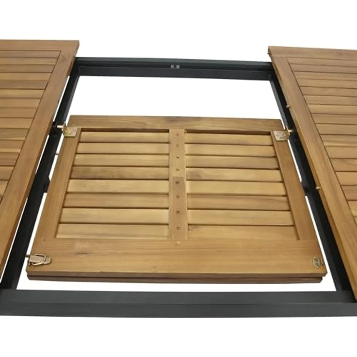 DEGAMO SARONNO Garten-Ausziehtisch, Alu + Akazie, anthrazit/braun, 180/240x100cm – Bild 6