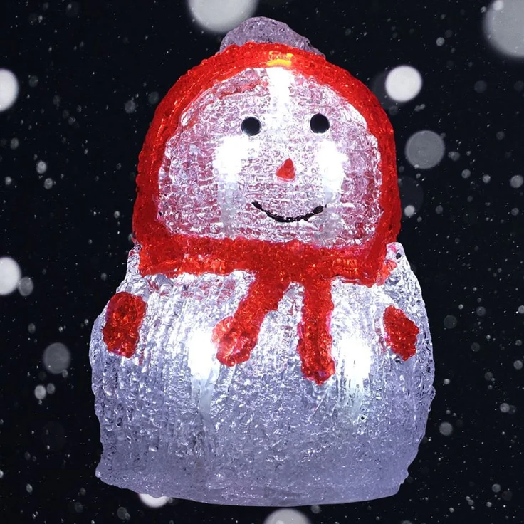 LED-Acryl-Schneemann 16x11cm Winterdeko Weihnachtsdeko Weihnachtsfigur Dekofigur