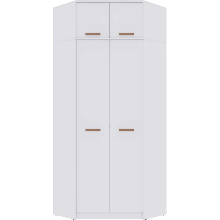 Marmex Möbel Grant 08N Eckkleiderschrank mit Kleiderstangen und Einlegeböden, laminierte Spanplatte, weiß, 91x195x91 cm – Bild 8