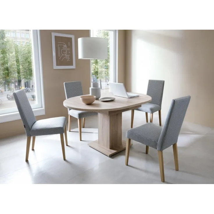 designimpex Esstisch Design WM-100 Sonoma Eiche rund ausziehbar 100 - 140 cm, Esstisch, Esszimmertisch, Tisch, Couchtisch, Wohnzimmertisch, table