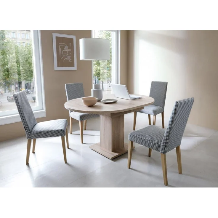 designimpex Esstisch Design WM-100 Sonoma Eiche rund ausziehbar 100 - 140 cm, Esstisch, Esszimmertisch, Tisch, Couchtisch, Wohnzimmertisch, table – Bild 1