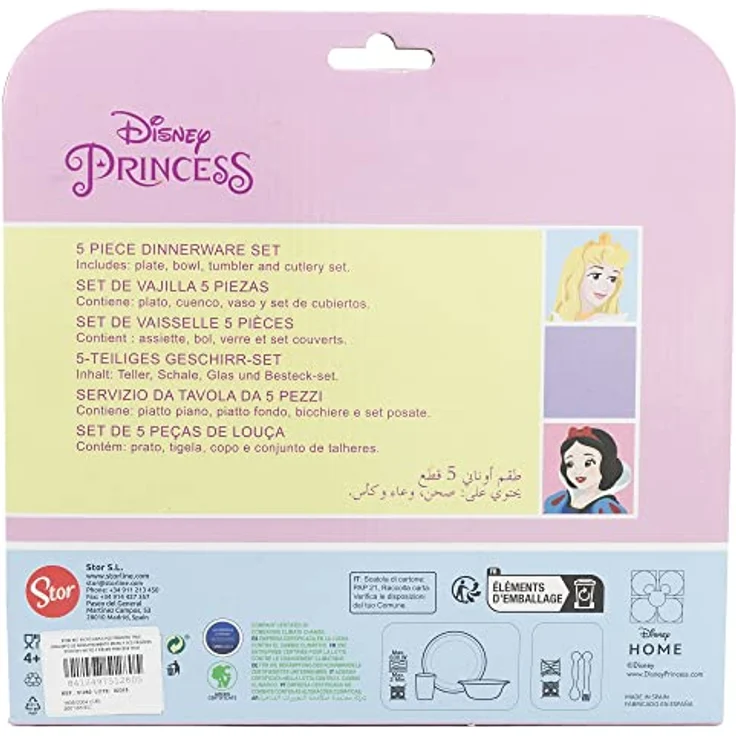 Kunststoff Kindergeschirr Set Motiv (5 tlg.) Schüssel, Teller, Becher & Besteck Disney Prinzessinnen – Bild 3