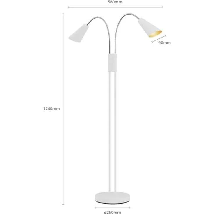 Lucande Stehlampe Medira, Metall, Weiß IP20, 2 x 28 W – Bild 7