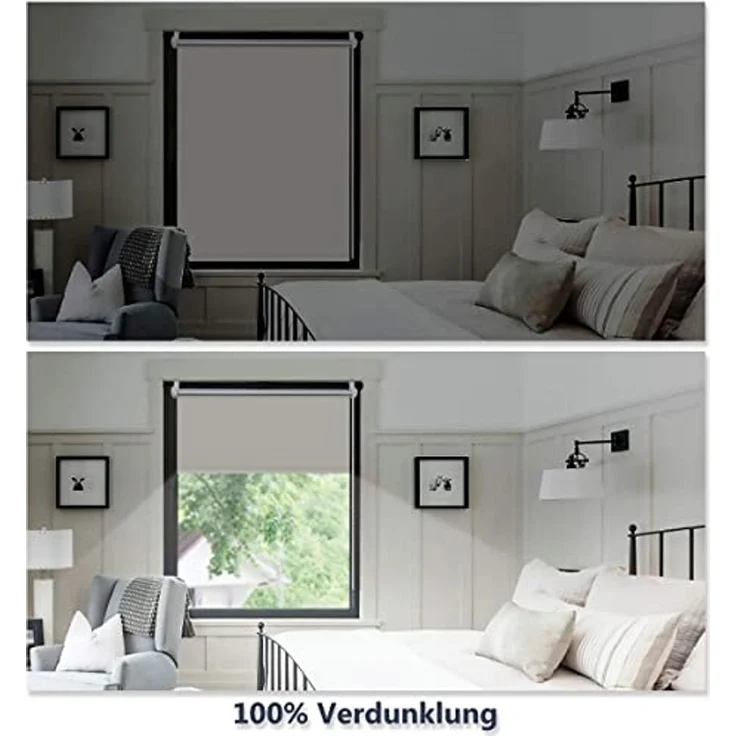 Grandekor Verdunklungsrollo ohne Bohren Creme 60x170 cm(Stoffbreite 56cm) Rollos für Fenster ohne Bohren & mit Bohren,Verdunkelungsrollo Thermorollo Klemmrollo Fensterrollo verdunkelung Hitzeschutz – Bild 4