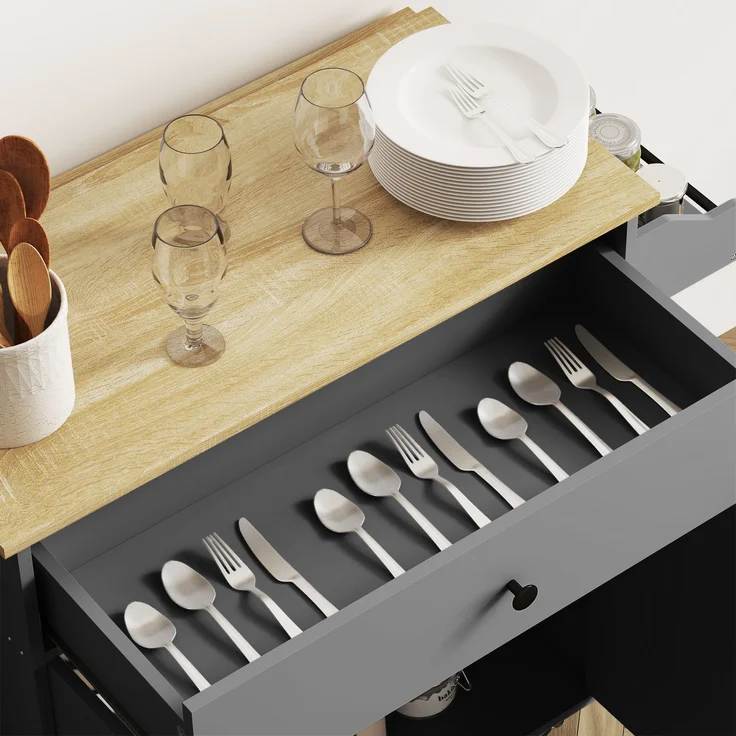 HOMCOM Kücheninsel, Spanplatte, MDF, Grau, 106L x 42B x 87H cm – Bild 9