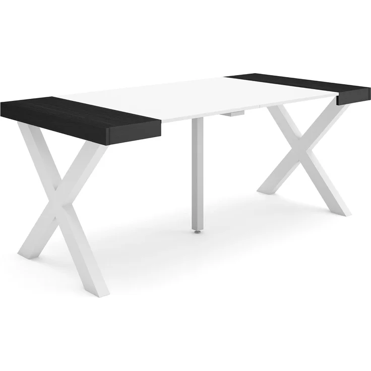 Skraut Home | Ausziehbarertisch | Multifunktionaler ausziehbarer | 180 | Für 8 Gäste | Massivholz Beine | Moderner Stil | Weiß und Schwarz – Bild 1