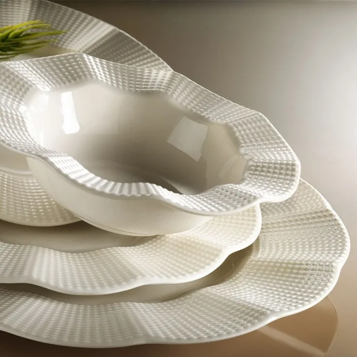 Hermia Concept 'MLN24Y2740694' Tafelservice (24-teilig), Creme, 25 x 25 x 2 cm