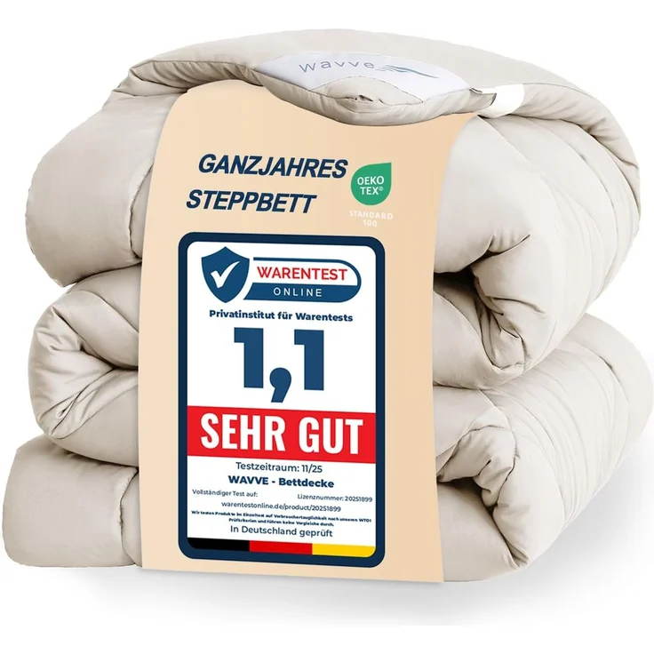 WAVVE Bettdecke 135x200 cm Ganzjahresdecke 4 Jahreszeiten, Steppdecke 300gsm Mikrofaser 135x200 cm, Super Weiche Zudecke Schlafdecke Atmungsaktive 135x200, Beige – Bild 1