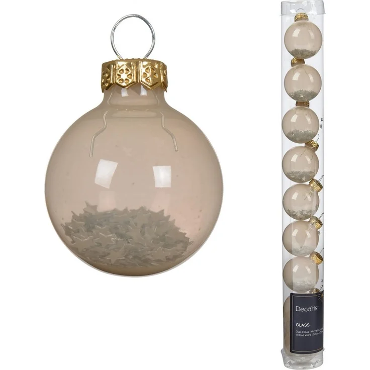 Kaemingk Weihnachtsbaumkugel, Weihnachtskugeln Glas 3cm mit Sternfüllung 9 Stk Perle transparent – Bild 1
