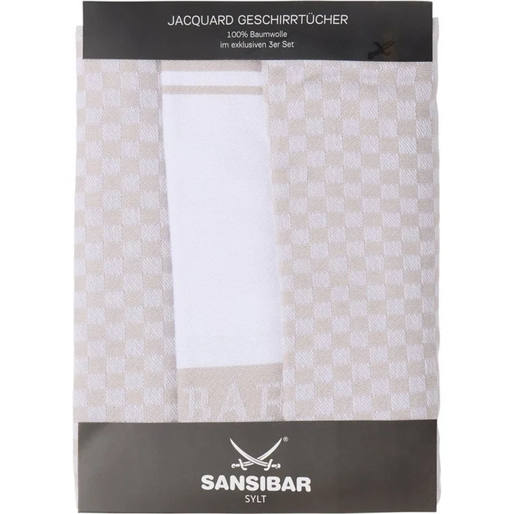 Sansibar Sylt Geschirrtuch Geschirrtücher-Set, 3-tlg, 50x70 cm, 100% Baumwolle, Premium Qualität, (Set, 3x Geschirrtuch, 50x70 cm, zwei verschiedene Designs), Jacquardgewebe, zwei verschiedene Motive – Bild 1