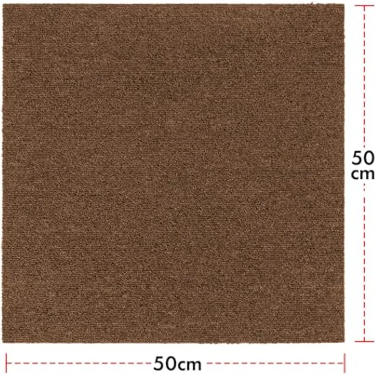 KARAT Teppichfliesen Moskau 50x50 cm selbstliegend - 24 Stück Set - 6m² - strapazierfähiger Teppich Bodenbelag mit hochwertigem Schlingenflor für Haus & Büro - antistatisch mit Bitumen Rücken - Beige – Bild 4