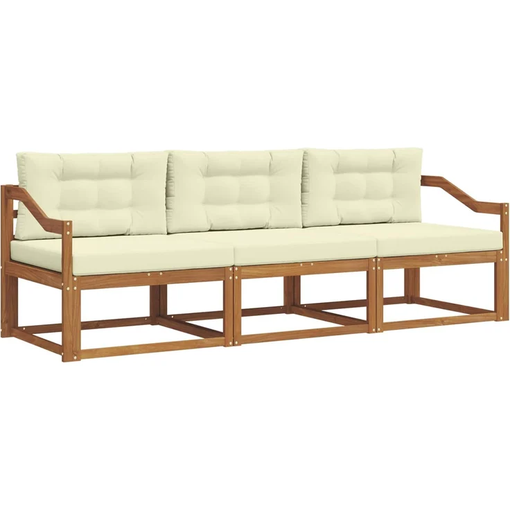 vidaXL Outdoor-Sofagarnitur 3 stk. 3-Sitzer Natur und Creme 3367138 – Bild 2