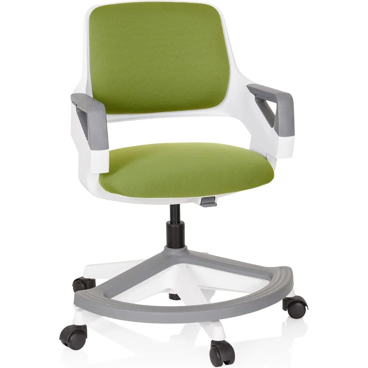hjh OFFICE Kinder- und Jugendstuhl Kid Flex Mitwachsender Drehstuhl, Verstellbare Rückenlehne & Fußablage, Grün