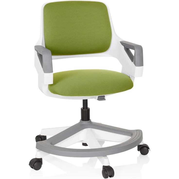 hjh OFFICE Kinder- und Jugendstuhl Kid Flex Mitwachsender Drehstuhl, Verstellbare Rückenlehne & Fußablage, Grün – Bild 1