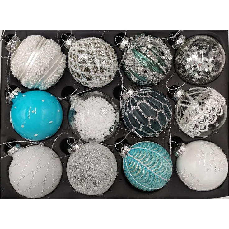 Weihnachtsbaumkugeln Glas 12 STK edle Christbaumkugeln Weihnachtskugeln Kugeln
