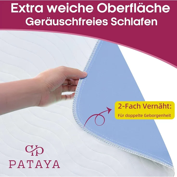 Pataya Inkontinenzunterlage waschbar 70x100 - wasserdichte Matratzenschutz Matratzenauflage nässeschutz Bett Inkontinenzauflage Bettunterlage (70x100 cm) – Bild 2