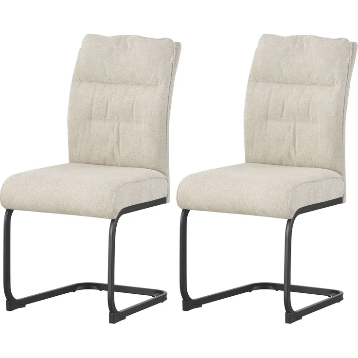 Schwinger-Stuhl 2er Set Rom Stühle in Creme - gemütliches Design - B/H/T: 47x94x61 cm – Bild 1