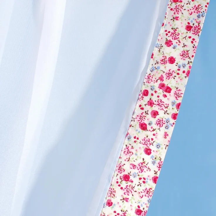 Gardinenset Voile mit Stangendurchzug Serie: Satin, Auswahl: bunt - Blumen 5-teilig – Bild 6