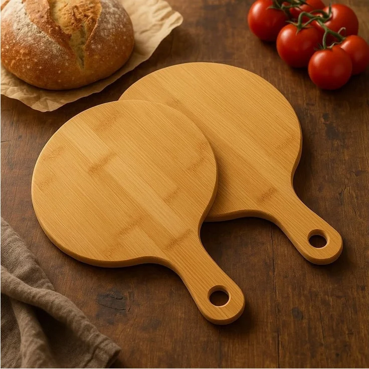 hausleben Pizzateller aus Bambus, (2 St), Ø 25,5 cm, Nachhaltig, robust & langlebig – Bild 4