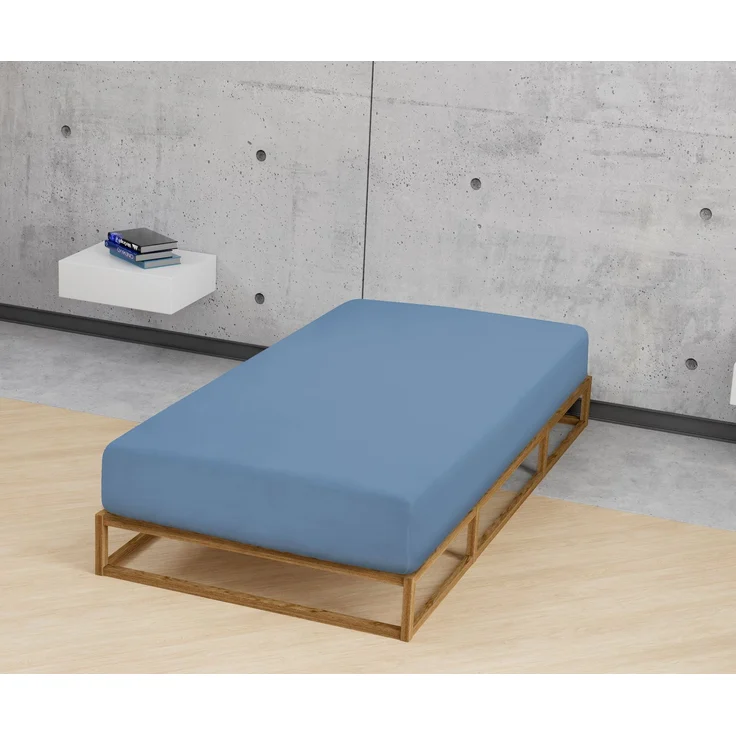 biberna Jersey-Elastic-Spannbetttuch 0077866, azurblau, 1x 180x200 cm - 200x220 cm – Bild 3