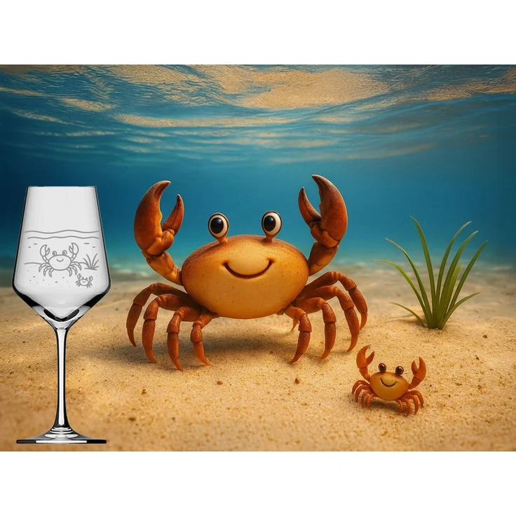 eXODA Weinglas Gravur Krebs mit Baby - 350ml spülmaschinenfest, 1-tlg, Glas, Atemberaubende Darstellung – Bild 2