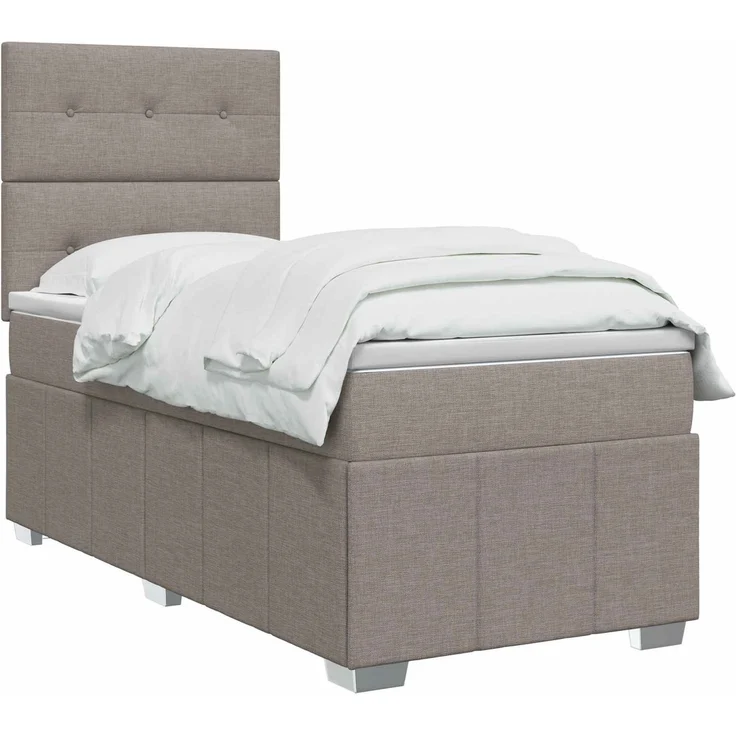 vidaXL Boxspringbett mit Matratze Taupe 100 x 200 cm Stoff 3454075 – Bild 3