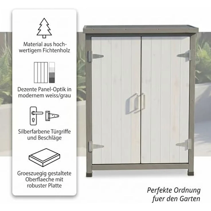 Gartenschrank, weiß/grau 75 cm × 40 cm × 90 cm – Bild 2