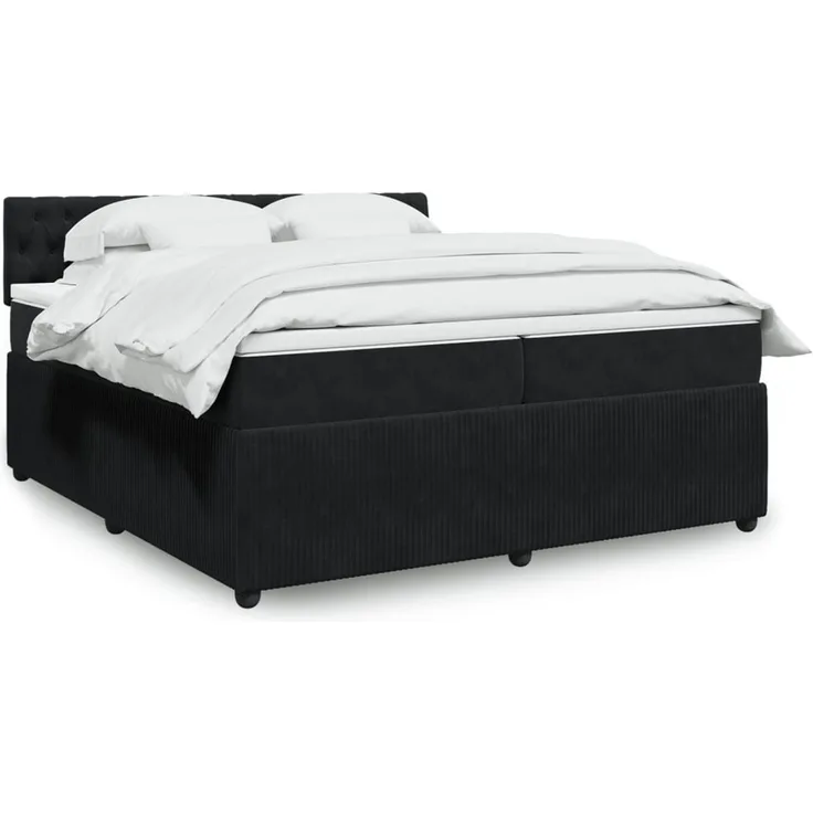 vidaXL Boxspringbett mit Matratze Schwarz 200x200 cm Samt 3290138