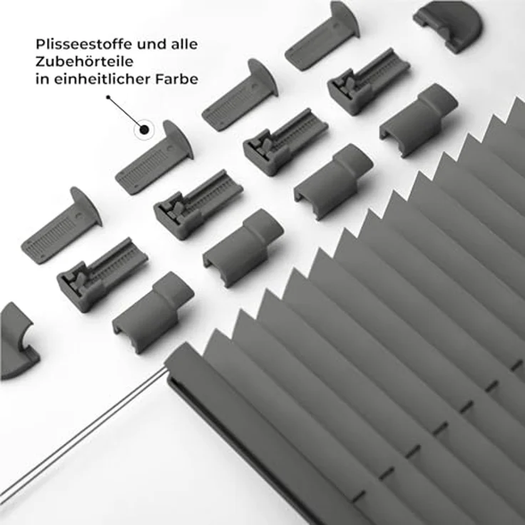 Sonello Plissee Klemmfix ohne Bohren 35x120 cm Anthrazit/Dunkelgrau Faltrollo Plisseerollo Jalousie für Tür & Fenster Blickdicht Sichtschutz Sonnenschutz Fertifplissee Rollo – Bild 2
