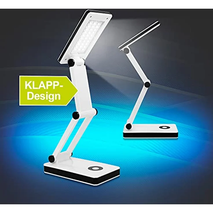 Eaxus® USB LED Schreibtischlampe, dimmbar und aufklappbar, edles Design in Weiß, 180 Lumen, flexibles Licht für Büro und Kinderzimmer – Bild 2