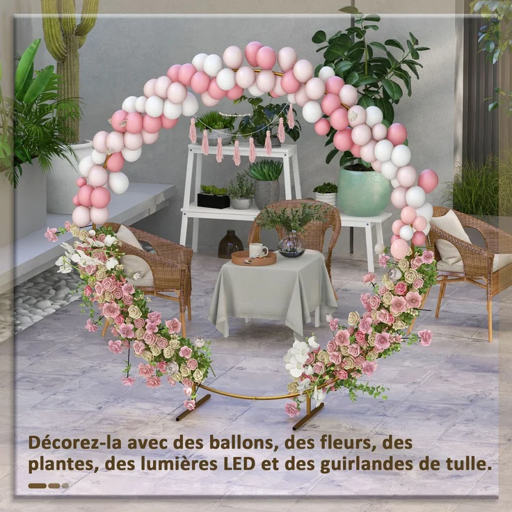 MELAYR, Gartenbogen, Rosenbogen, Kletterpflanzenbogen für Hochzeiten, Jubiläen, 72,5 x 13,5 x 25 cm, Gold – Bild 6