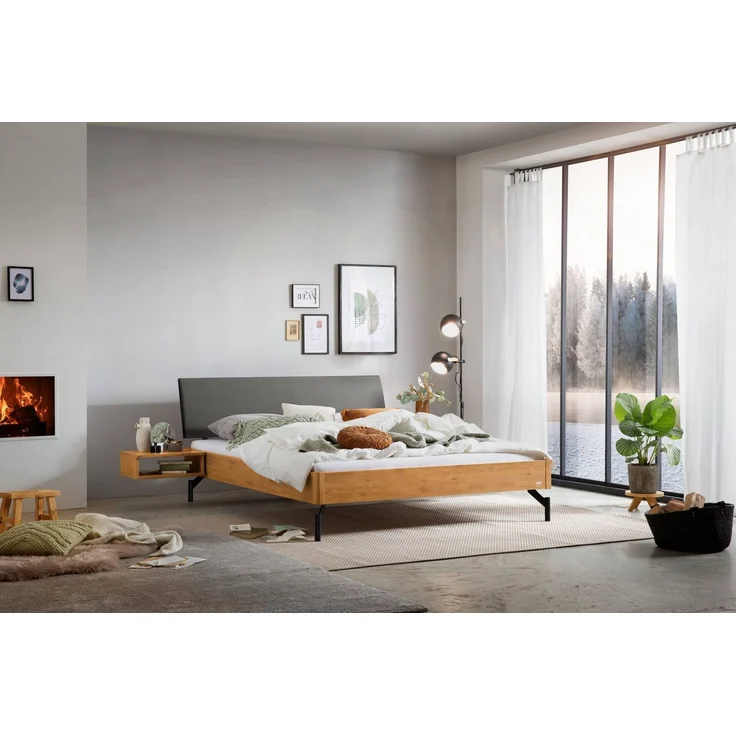 Hasena Massivholzbett Broni Wildeiche, gepolstertes Kopfteil 200x220 cm – Lounge – Bild 2