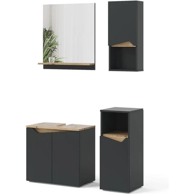 Badmöbel-Set Marelle Anthrazit 4 Teile Vicco – Bild 1