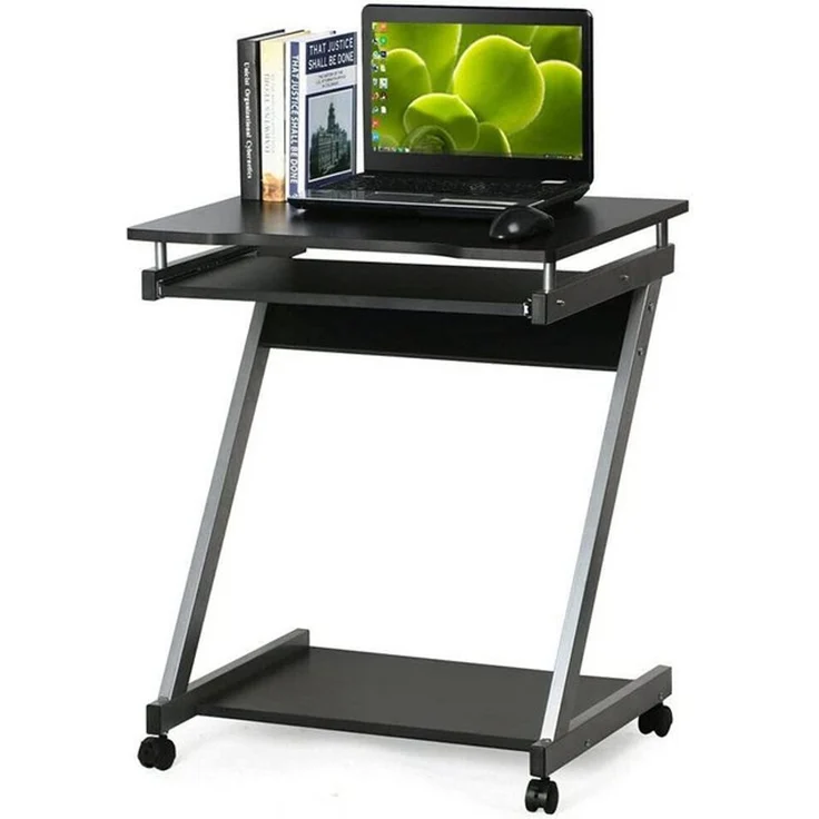 Dripex Computertisch Schreibtisch klein mit 4 Rollen in Z-förmige, mit Tastaturauszug – Bild 4