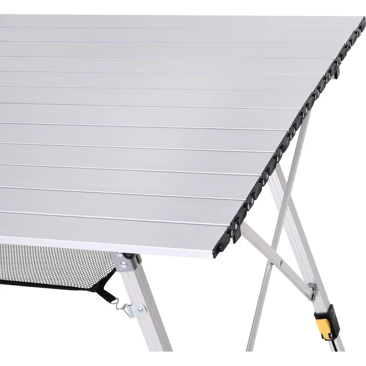 Outsunny Picknick Klapptisch, Falttisch, Höhenverstellbarer Campingtisch, Inkl. Tragetasche, Aluminium, Silber, 120 x 70 x 58-73 cm – Bild 8