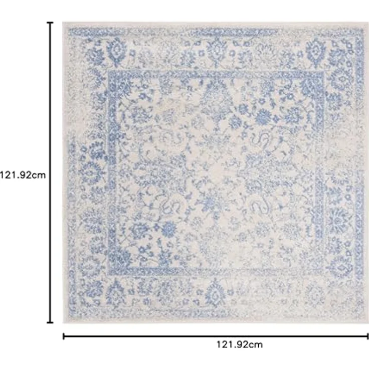 Safavieh Quadratischer Teppich 122x122 cm - Adirondack Collection - Transitional Design, Elfenbein & Hellblau, Pflegeleichte Synthetikmischung, Ideal für Wohnzimmer, Schlafzimmer, Büro – Bild 2