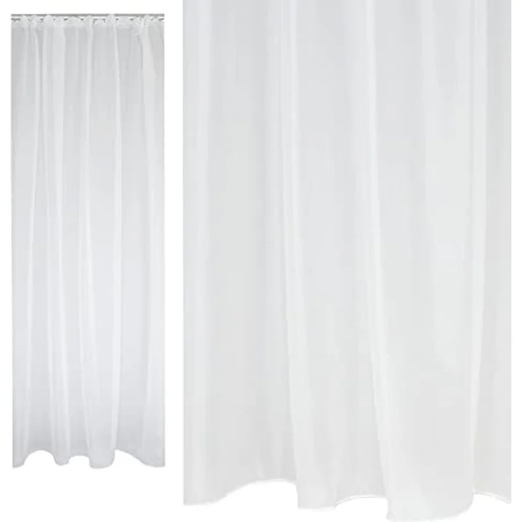 Haus und Deko Gardine Voile Dekoschal Gardine Emotion weiß Organza Vorhang Kräuselband weiß (1 St), Kräuselband, transparent, Polyester – Bild 3