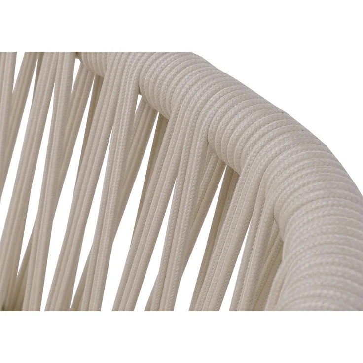Aluminium-Gartenstuhl HWC-P90, Loungestuhl Sessel Outdoor, Seilgeflecht Rope Stoff/Textil (180g/m²) ~ creme – Bild 5