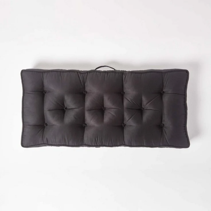Homescapes Sitzkissen Sofa-Auflage 100x48 cm mit Veloursbezug – dickes Sitzkissen schwarz – Bild 3