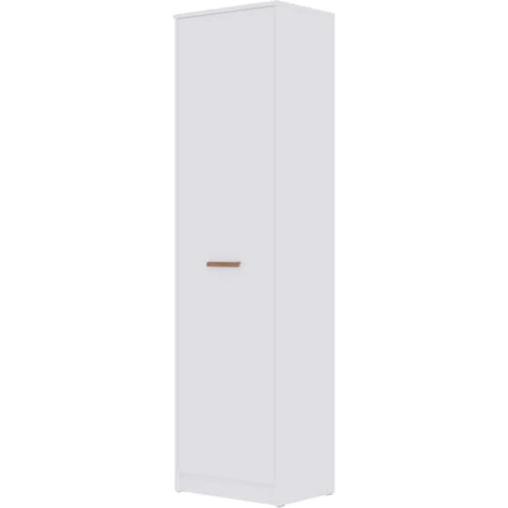Marmex Möbel Grant 20B 1-türiger Schrank, Kleiderschrank mit Einlegeböden und einer ausziehbaren Kleiderstange, laminierte Spanplatte, weiß, 52x195x40 cm – Bild 4