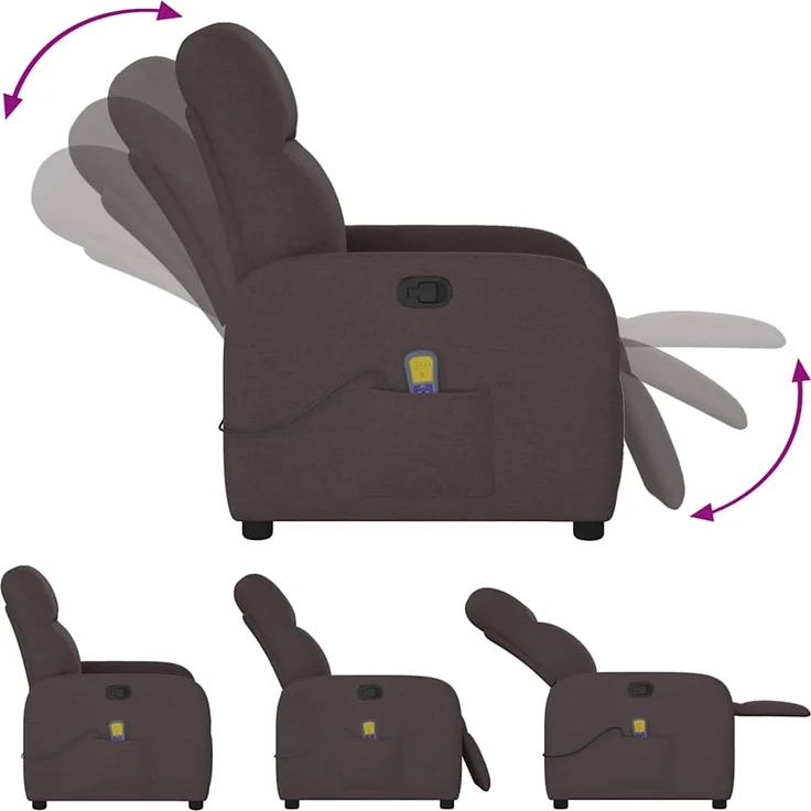 vidaXL Massagesessel Dunkelbraun Stoff 4015537 – Bild 6