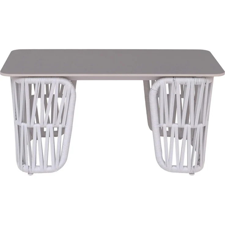 Loungetisch HWC-P90, Gartentisch Balkontisch Outdoor, Seilgeflecht Rope Sinterstein 43x90x45cm ~ hellgrau, Platte grau – Bild 8