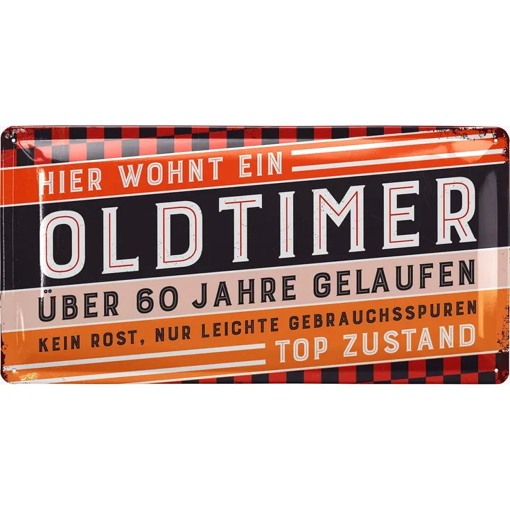 LANOLU Blechschild Oldtimer 60 Jahre - 17x34cm – Metall – Mehrfarbig – 17119