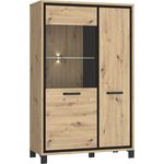 FORTE 'Trondheim' Highboardvitrine, Holzwerkstoff, Schwarz/Braun, 101,4 x 161 x 41,5 cm