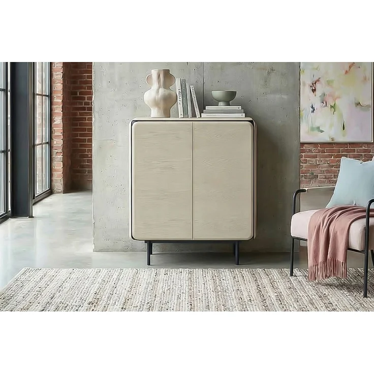 KAWOLA Highboard AVRIL 2 Türen Eiche grau 121 x 40 x 100 cm – Bild 2