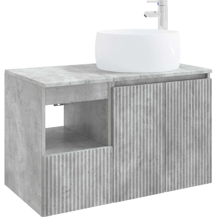 vidaXL Badezimmerschrank-Set 2 stk. Betongrau 79,5 x 44,5 x 80 cm 3404097 – Bild 2