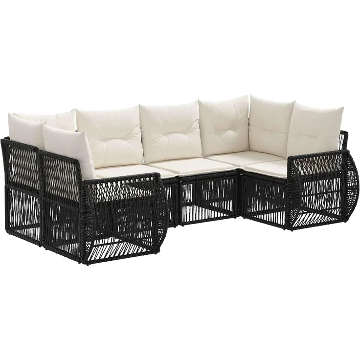 vidaXL Gartensofa-set 6 stk. 6-Sitzer Schwarz und Cremeweiß 3435514 – Bild 1