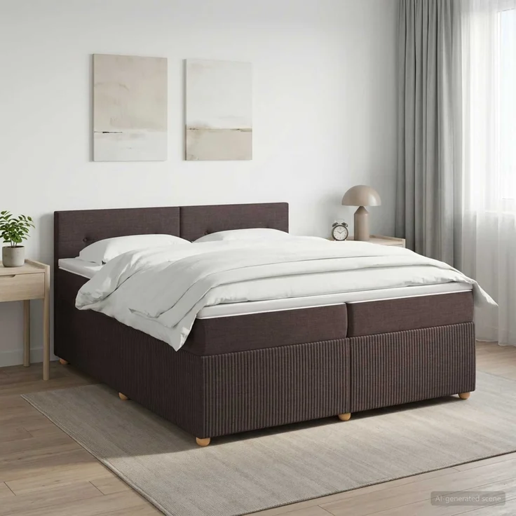 vidaXL Boxspringbett mit Matratze Dunkelbraun 200 x 200 cm Stoff 3451548 – Bild 1